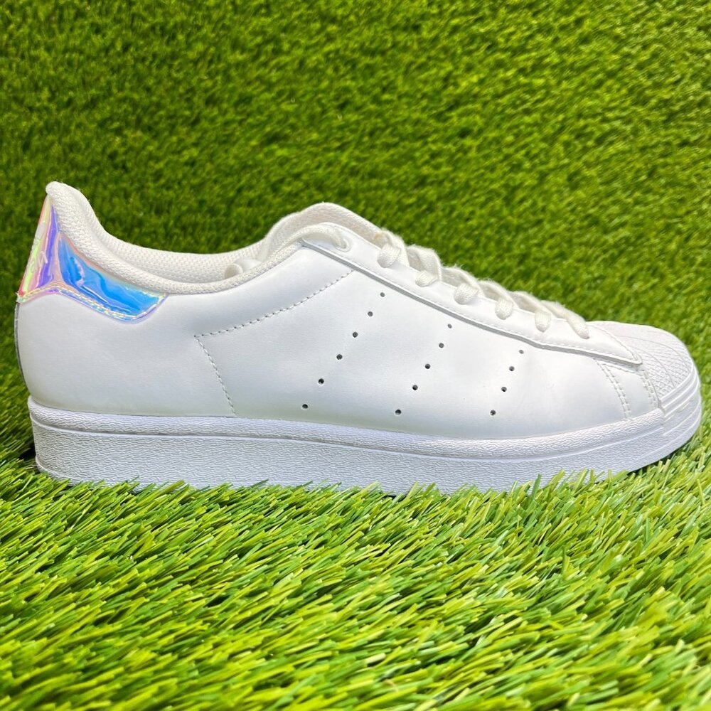 Adidas Superstar Low Boys‎ Size 7Y White Iridescent Athletic Shoes Sneakers